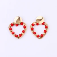 trendy gold heart hoop earrings unique statement boho crystal beaded hoops earrings for women girls jewelry gifts 2020 new