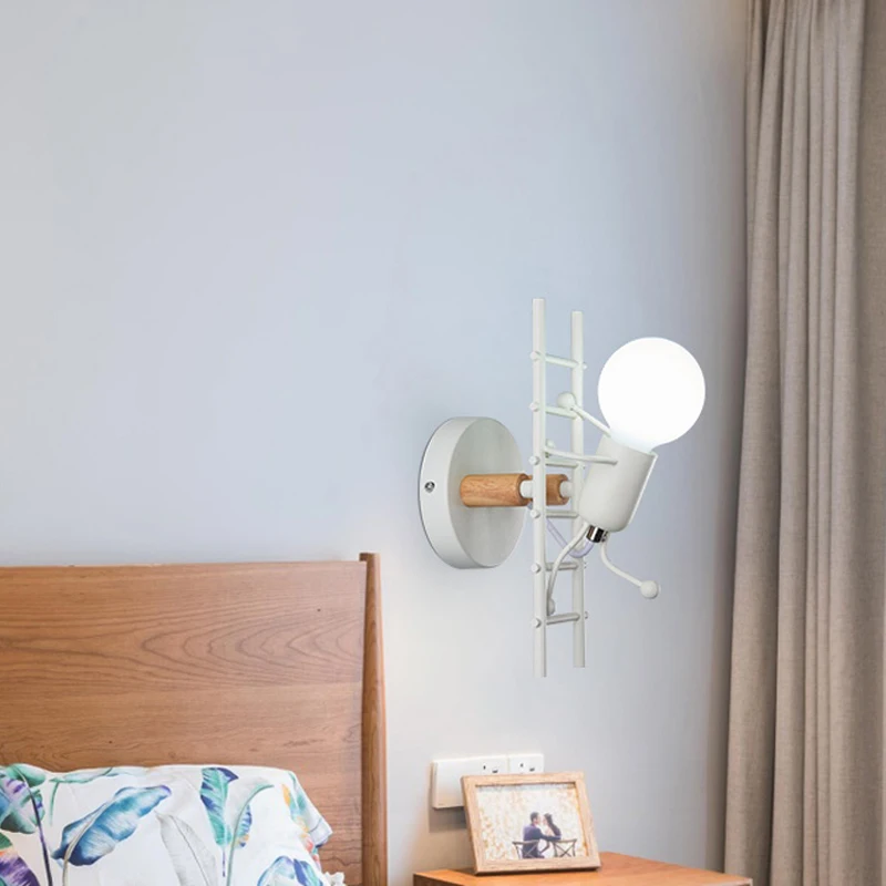 

Nordic bedside bedroom art cartoon villain wall lamp LED sleep room creative personality childlike simple children's wall lamp