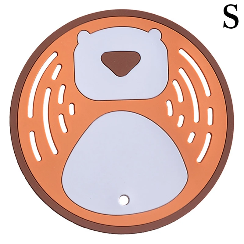 

Silicone Trivet Mat Cute Parrot Hedgehog Eagle Fruit Coaster Mat Hot Pot Holder Easy to Clean Placemats Round Tea Pad