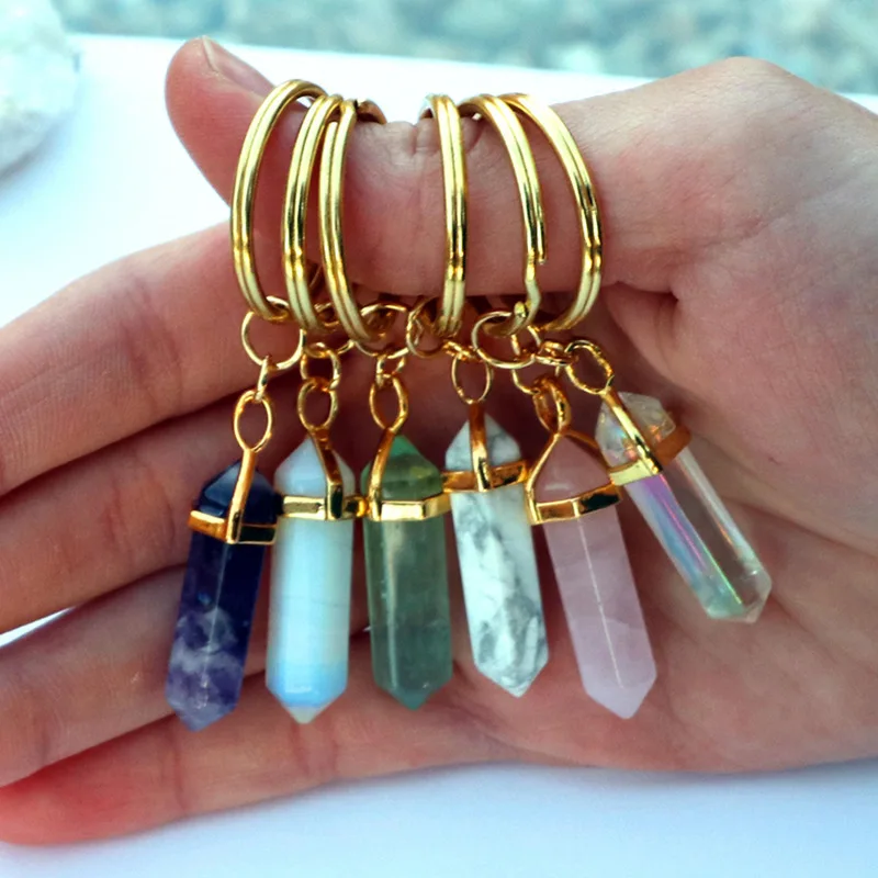 1 шт. брелок для ключей с натуральным кварцевым камнем