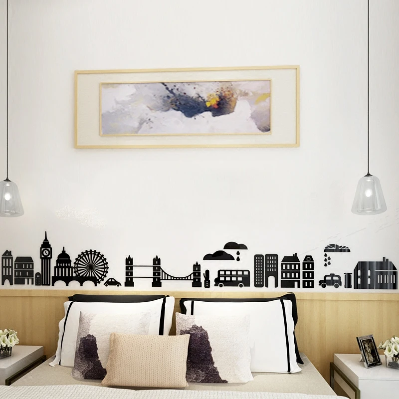 WS97 силуэт города 3D стерео акриловые постер на стену гостиная kick линия талии линии