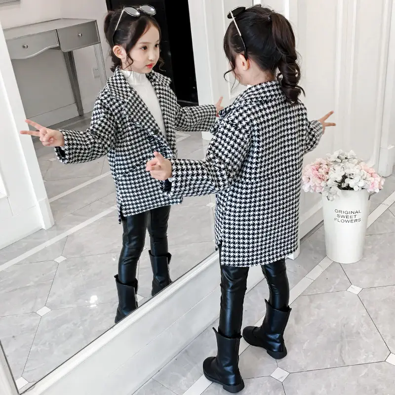 Новое пальто Верхняя одежда для маленьких девочек детская модная шерстяная