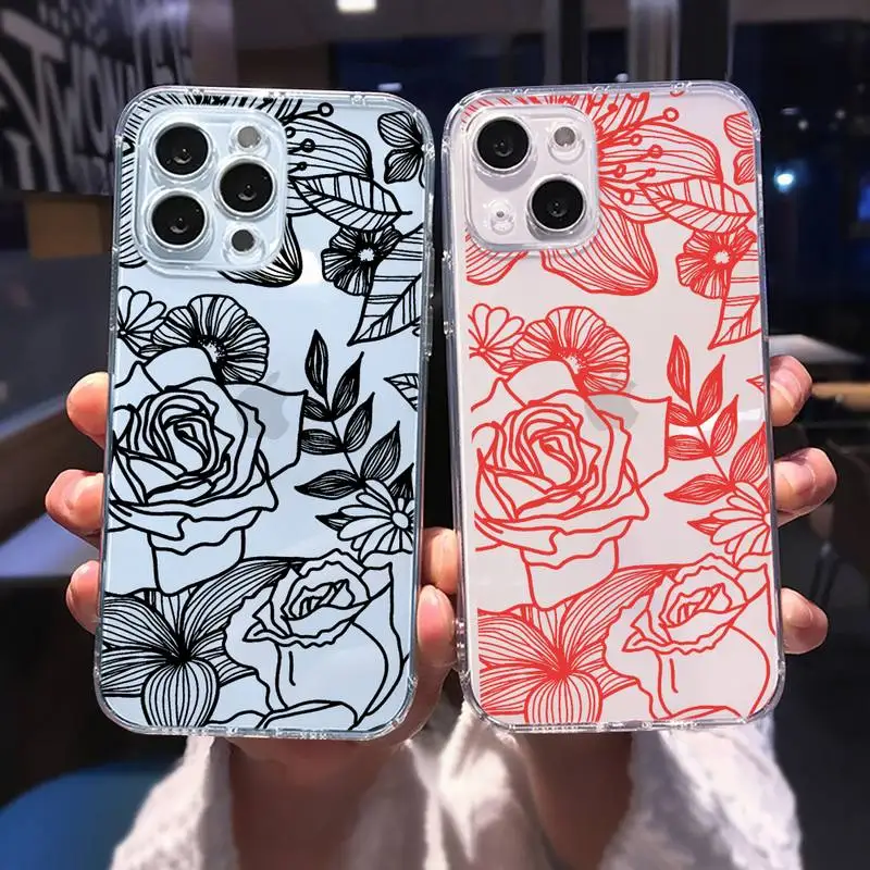 

Flower hollow three-dimensional 3D lines Phone Case for iphone 13 12 11 pro max mini 6 6s 7 8 plus SE2020 X XR XS shell coque