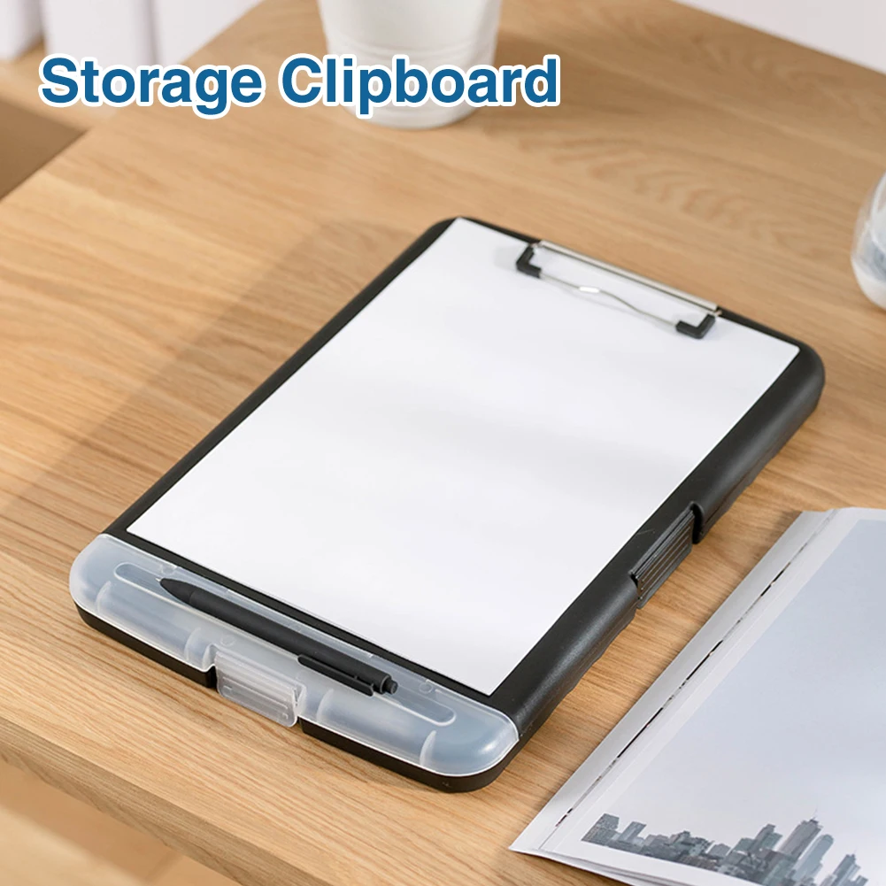 

Memo Pad Black Portable Writing With Pen Holder Hanging Business Storage Clipboard Accessories File Box Drawing School Office