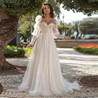 Thinyfull блестящие длинные трапециевидные свадебные платья принцессы с сердечком длинные съемные Свадебные платья с пышными рукавами Bling Vestido Blanco