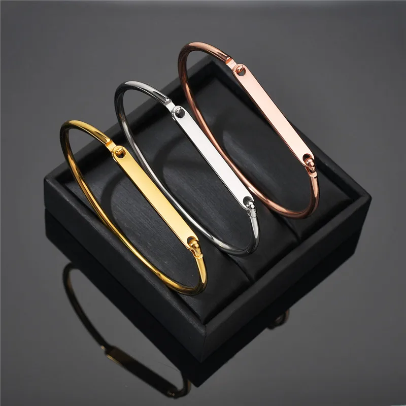 Простой браслет ELSEMODE из нержавеющей стали 316L с гравировкой имени для женщин