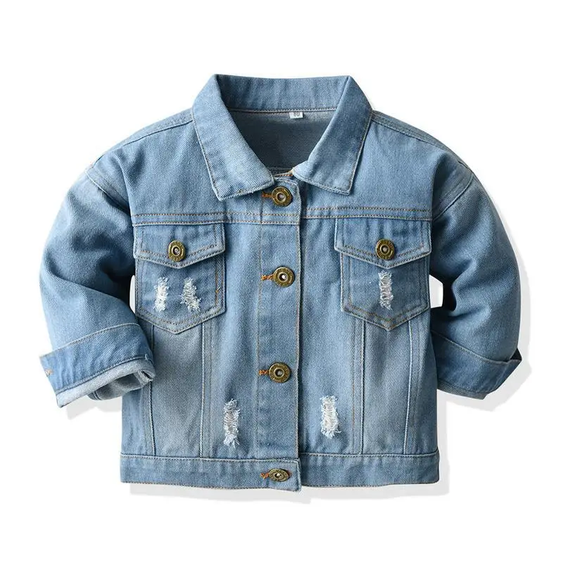 

Girls Denim Long-sleeved Washed Ripped Denim Jacket Jacket Toddler Winter Clothes Autumn Clothes Toddler Girl Fall Clothes 2022