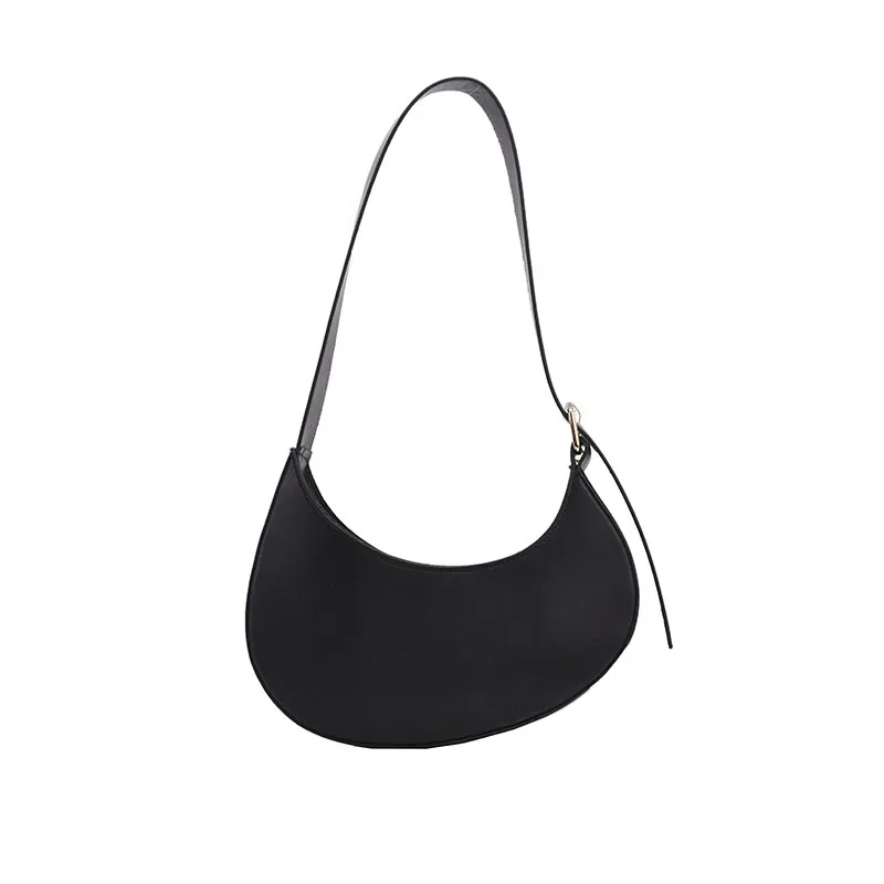 

French Style Leather Shoulder Bag Crescent Armpit Small Handbags For Women Clutch Bags Solid Color Fashion Vintage Tote Purse