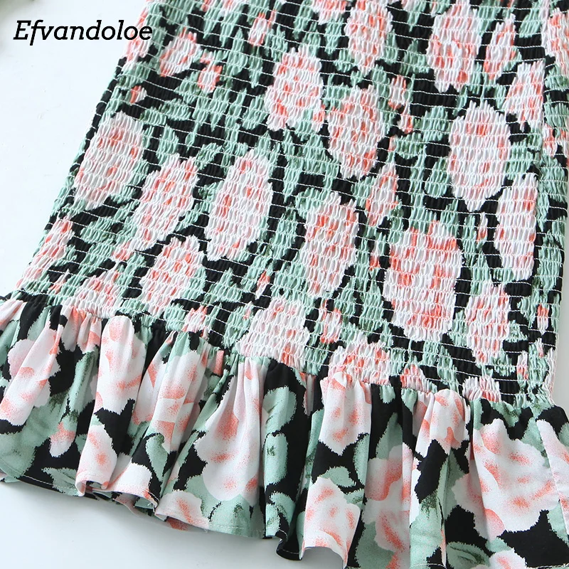 

Summer Dress Short Bodycon Slim Sundress Ruffles Floral Printing Backless Sexy Elegant Holiday Beach Women Dresses