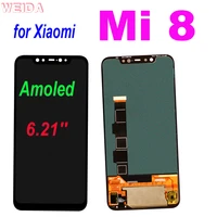 6 21 super amoled lcd for xiaomi mi 8 lcd display touch screen assembly with frame with fingerprint for xiaomi 8 mi8 display