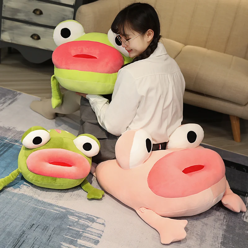 

Red lip frog plush toys animal crossing plush peluches grandes filled doll cartoon pillow girl child gift toy kawaii room decor