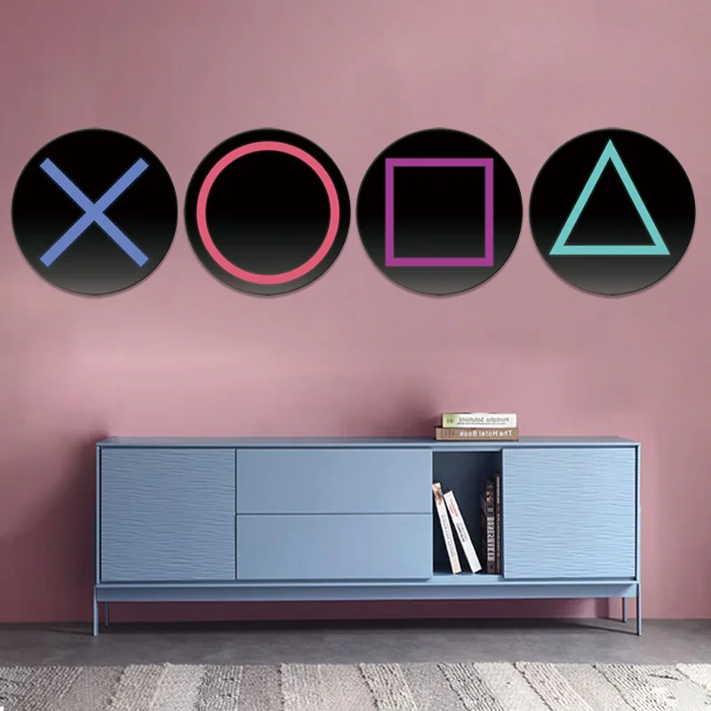 

4 Gamepad Buttons Wall Stickers Console Game Dedicated Controller Wall Decals Modern Home Decoration Wall Mural
