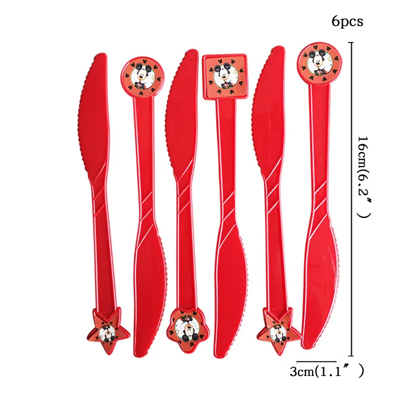 Knife-6pcs С Микки Маусом Мышь вечерние украшения дети были счастливы День рождения украшения Baby Shower вечерние принадлежности для детский праздничный костюм, комплект - Цвет: Knife-6pcs