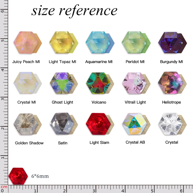 

Hexagon K9 Glass Rhinestone Crystal Glitter Nail Decor Dress Accessory Crafts Ornaments Strass Sticker Glue on Stone