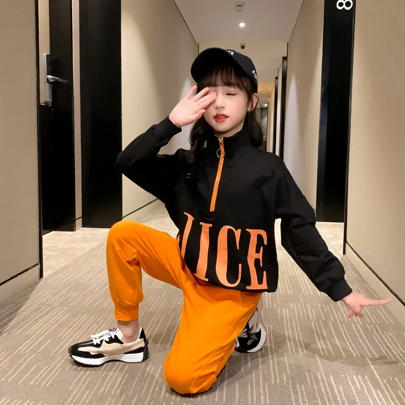 Элегантный Теплый костюм для девочек на весну осень и зиму свитер брюки 2 шт./компл. розово Бежевая Одежда