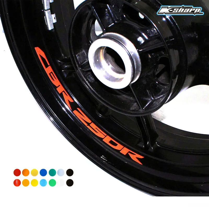 

8 X custom inner rim decals wheel reflective sign Stickers stripes Fit HONDA CBR 250 R