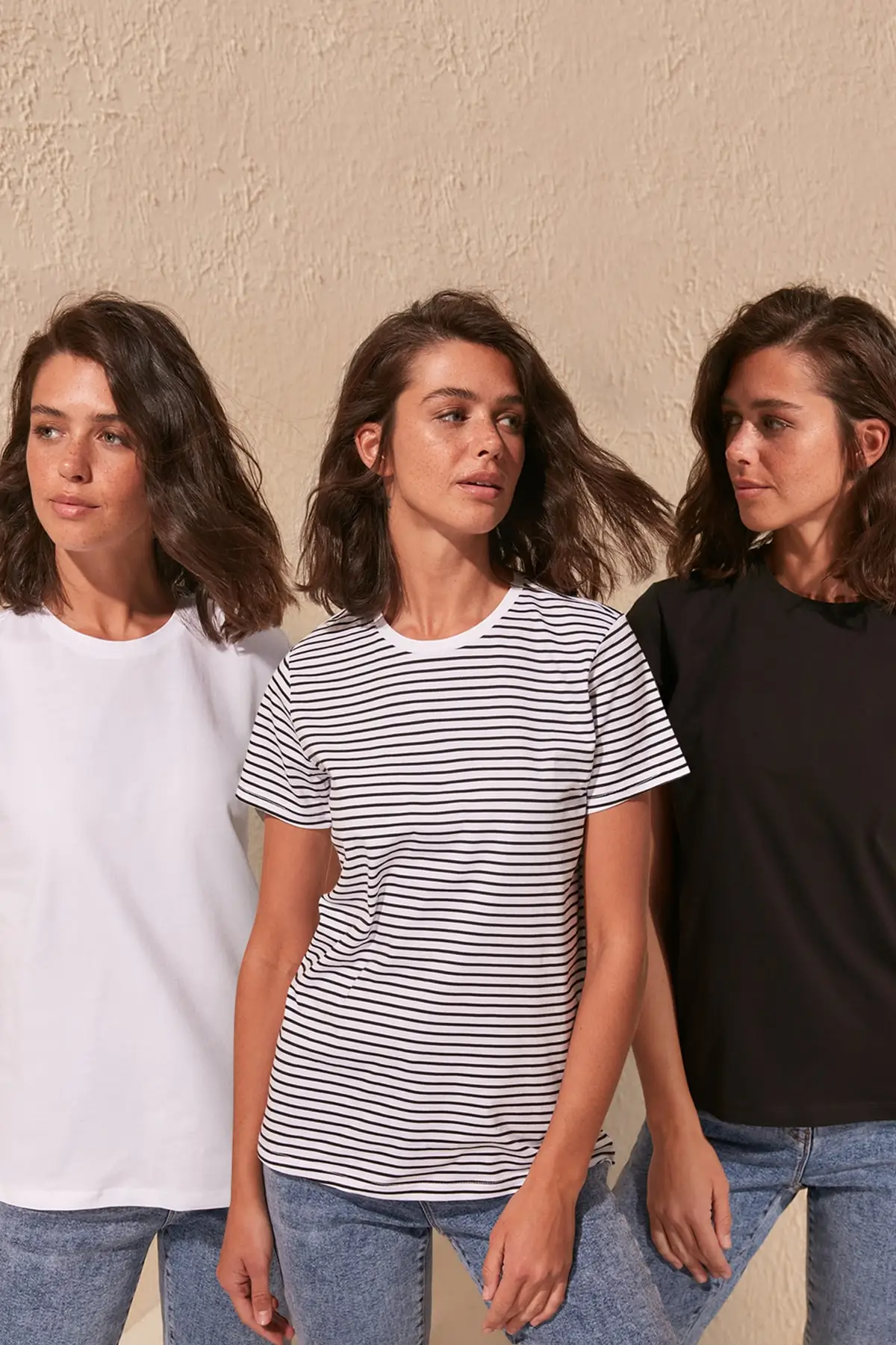 

Trendyol 3'lü Package 100 Cotton Cycling Neck Knitted T-Shirt TWOSS20TS0146