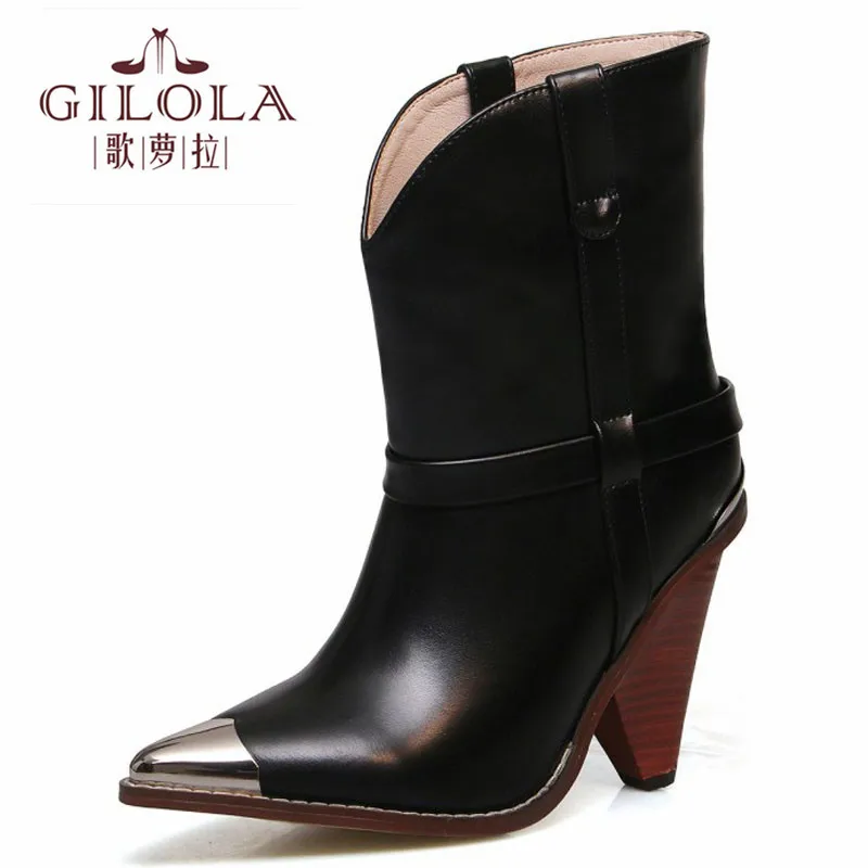 Новинка сезон осень зима Модные женские ботильоны полусапожки на высоком