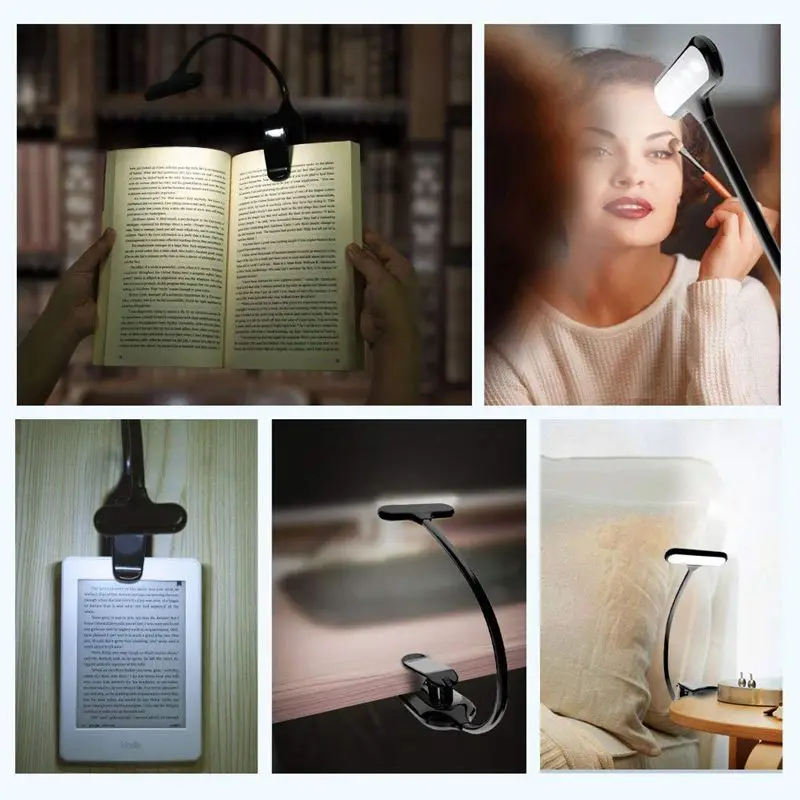 

LED Book Lights, Rechargeable Clip On Light, 3 Lighting Modes, 9 LEDs, Eye Protection Reading Lamp, up to 40 Hours Reading - Per