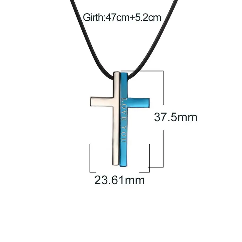 Комбинированный Крест Пара ожерелье Любовь вас кулон из нержавеющей стали