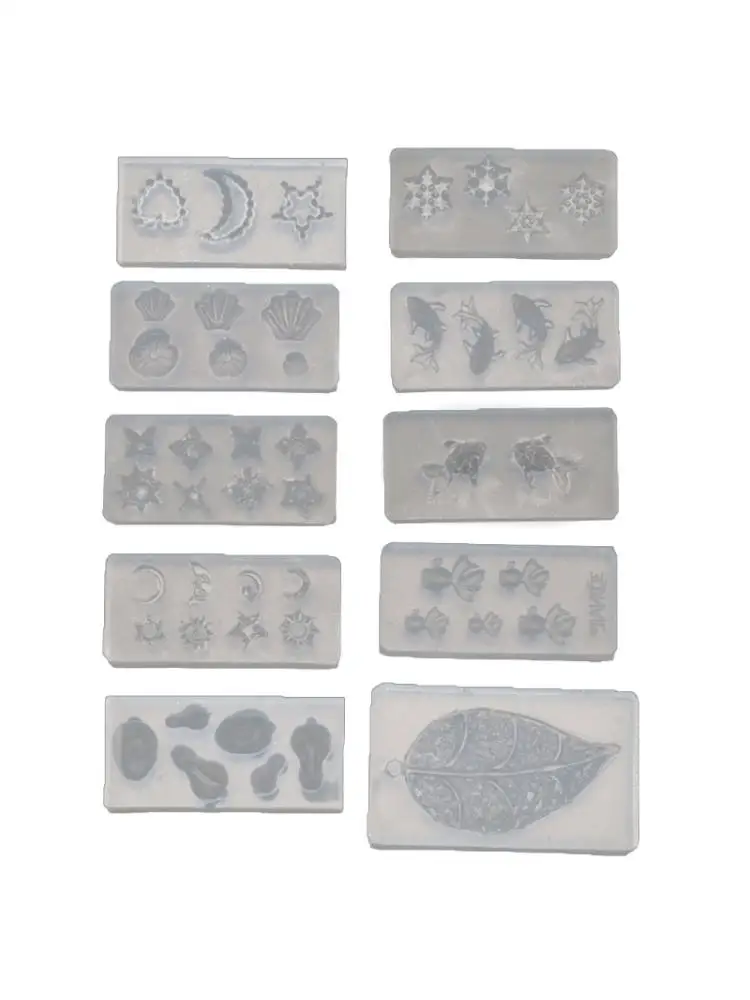 

10 Styles Small Goldfish Leaf Mold Snowflake Moon Star Sun Pendant Resin Molds