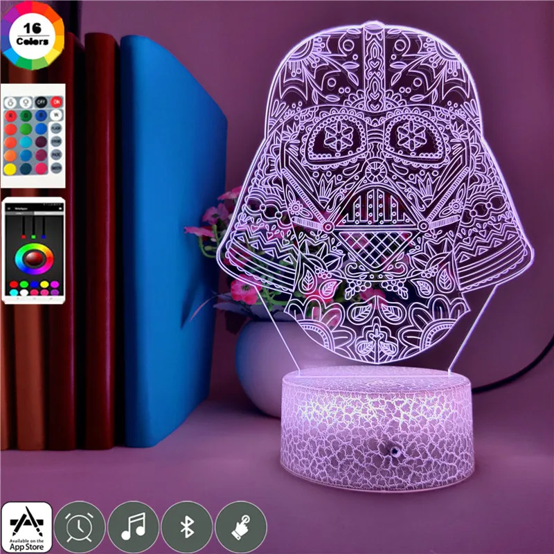 

Прохладный ночной Светильник СВЕТОДИОДНЫЙ черный шлем воина 3D настольная лампа игровая комната украшение ночной Светильник атмосферу для ...