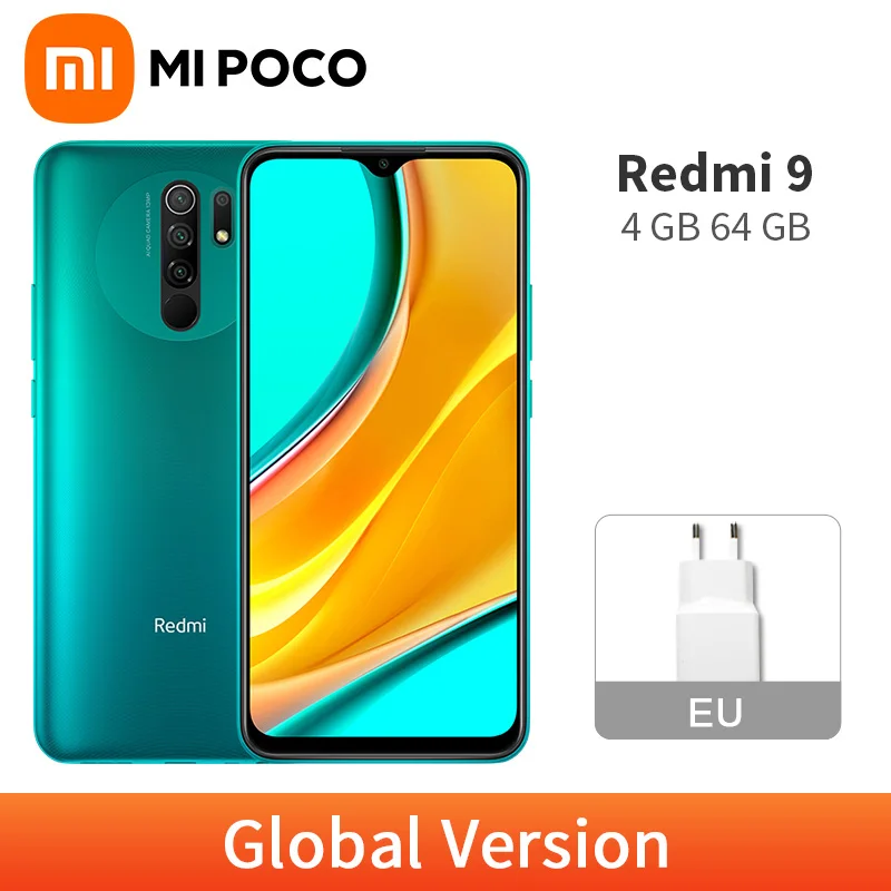 Смартфон глобальная версия Redmi 9 4 Гб + 64 ГБ Helio G80 Redmi9 13 МП AI Quad камера 5020 мАч Type-c 6 53