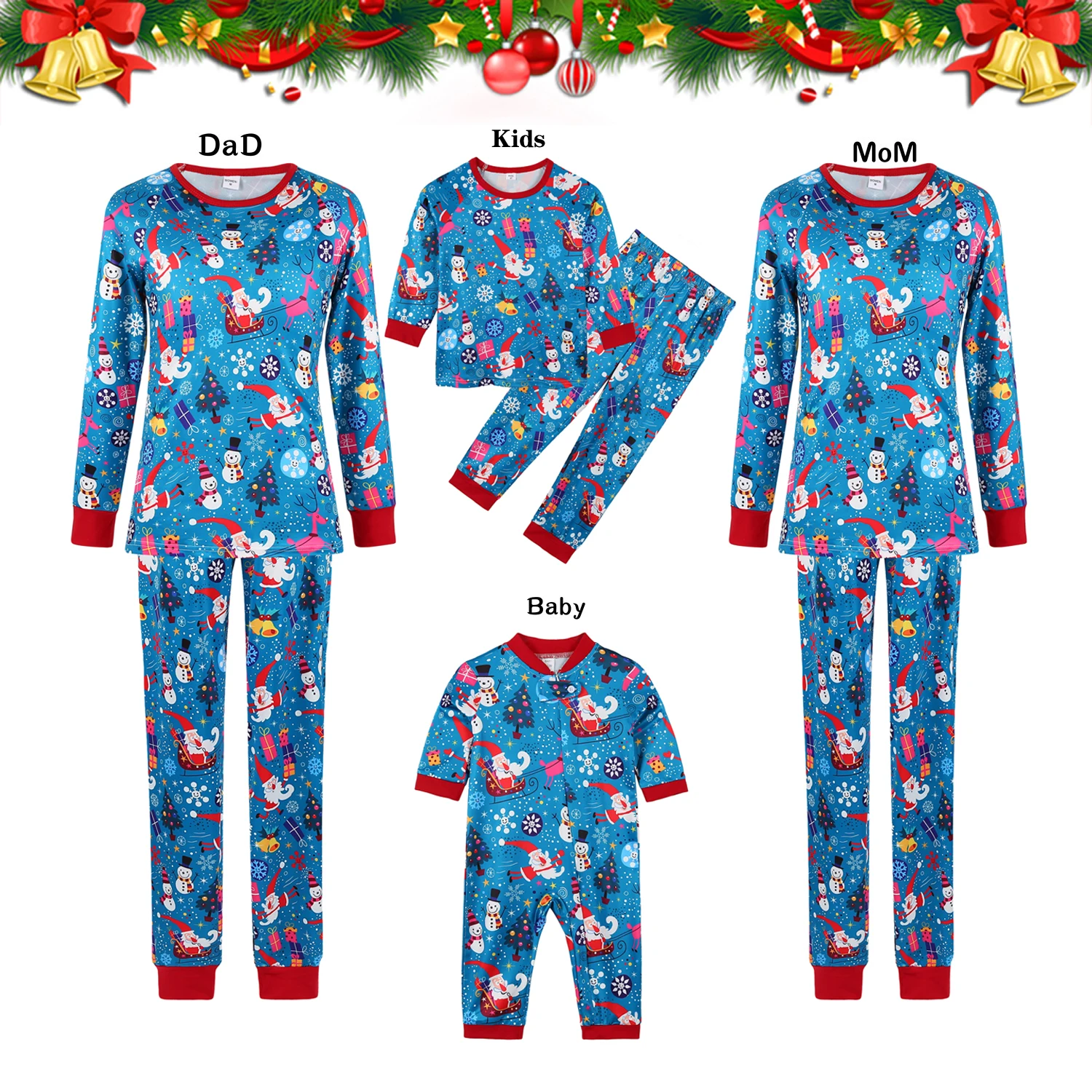 

2021 Family Matching Nightwear Outfits Fashion Xmas Party Mom and Dad Baby Kid Clothes Printed Family Christmas Pajamas Set