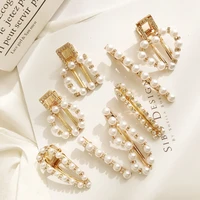 pearl crystal letter hair clips for women geometric hair barrette triangle square hairpins a variety of styles hair accessories