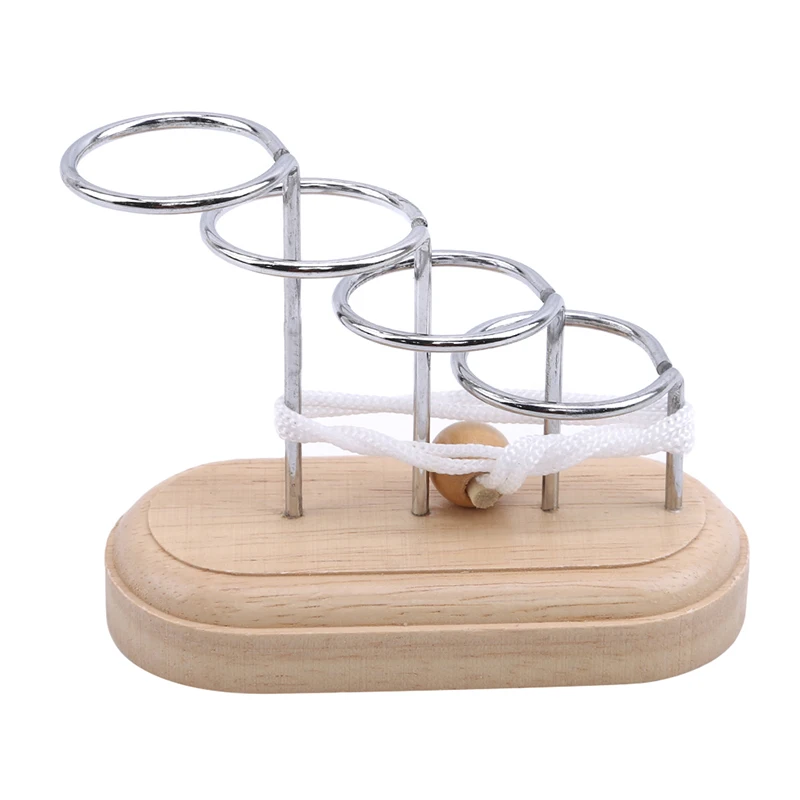 

Classic Brain Teasers Metal Wooden Stand String Rope Puzzle Game Puzzle Children And Adult Toys Best Selling