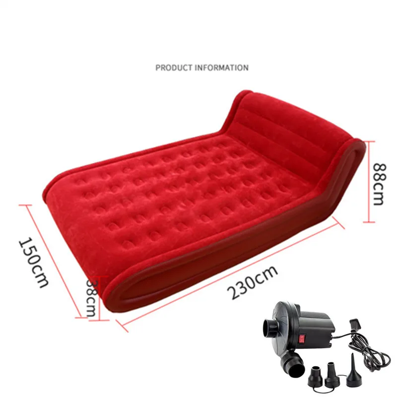 Sexy Inflatable Bed Sofa Bedroom Furniture With Electric Pump Soft Elastic Velvet Face Folding Beds Muebles For Two People | Мебель
