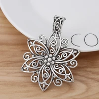 2 pieces tibetan silver large hollow filigree flower charms pendants for necklace jewellery making findings 67x48mm