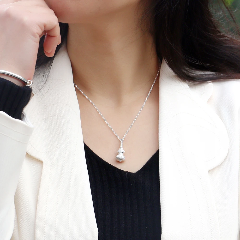 

Sterling silver 925 classic popular lovely Round bead lucky bead pendant necklace charm lady jewelry holiday gift