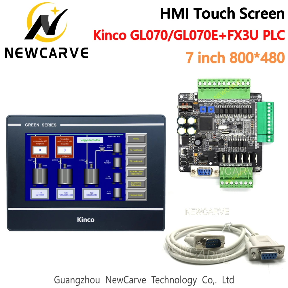 Kinco GL070 GL070E HMI Touch Screen And FX3U 14/24/32/48/56 MT/MR PLC Industrial Control Board With Communication Cable Newcarve |