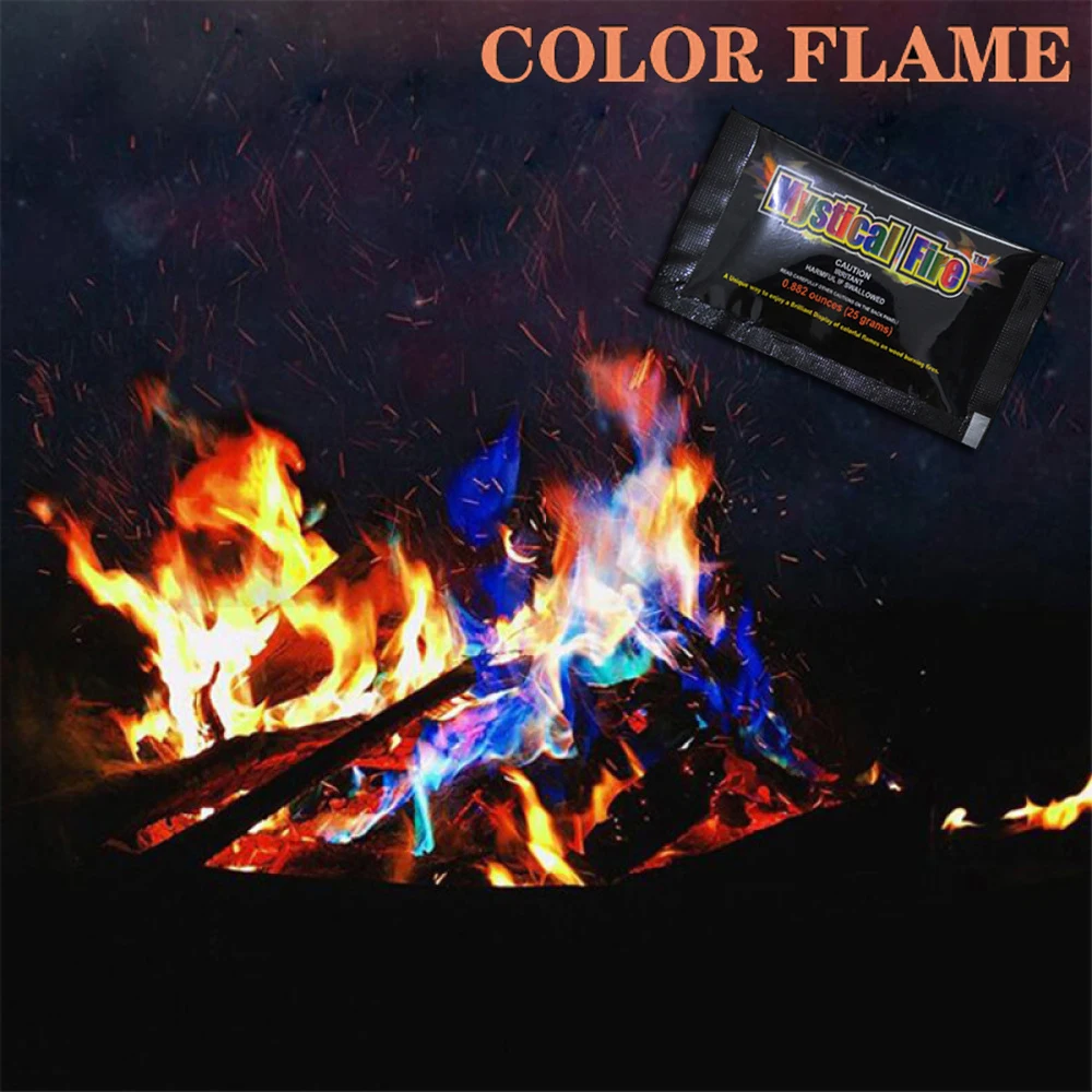 

1Pack Camping Magic Fire Colorful Flames Powder Bonfire Sachets Pyrotechnics Magic Trick Outdoor Camping Hiking Survival Tools