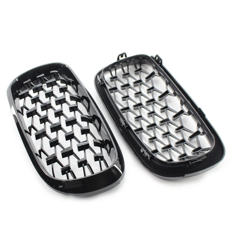 

Diamond Style ABS Front Racing Grille For-BMW X5 X6 F15 F16 F85 F86 Gloss Black