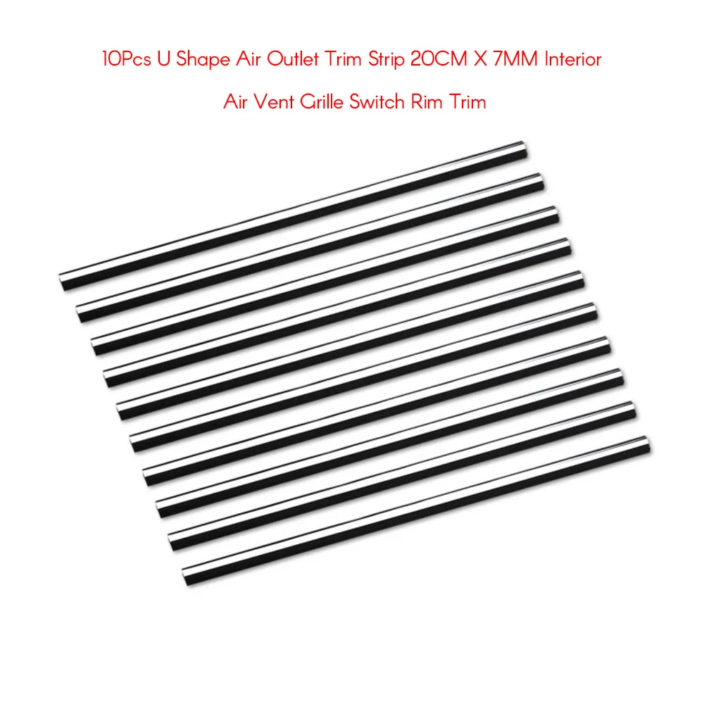 10Pcs U Shape Air Outlet Trim Strip 20CM X 7MM Interior Vent Grille Switch Rim Decoration DIY Car-styling | Автомобили и
