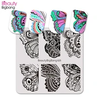 beautybigbang 6cm square nail art stamping plate butterfly wings series nail art accessories template for nails polish tool