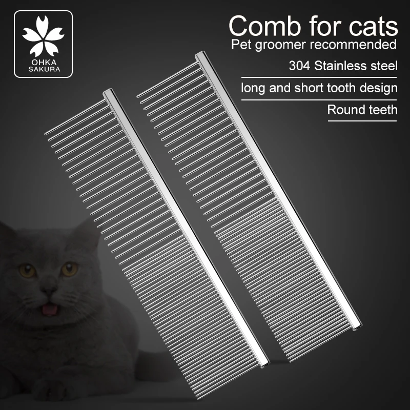 High grade cat comb round teeth do not hurt skin comb to float pet pocket carry straight comb cat beauty comb