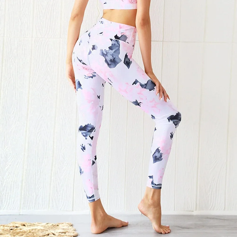 

Printing Yoga Sets 2Pcs Woman Sportwear Fitness Workout Suits Gym Clothes Female Jumpsuit Sports Bra Leggings Running Outfit E33