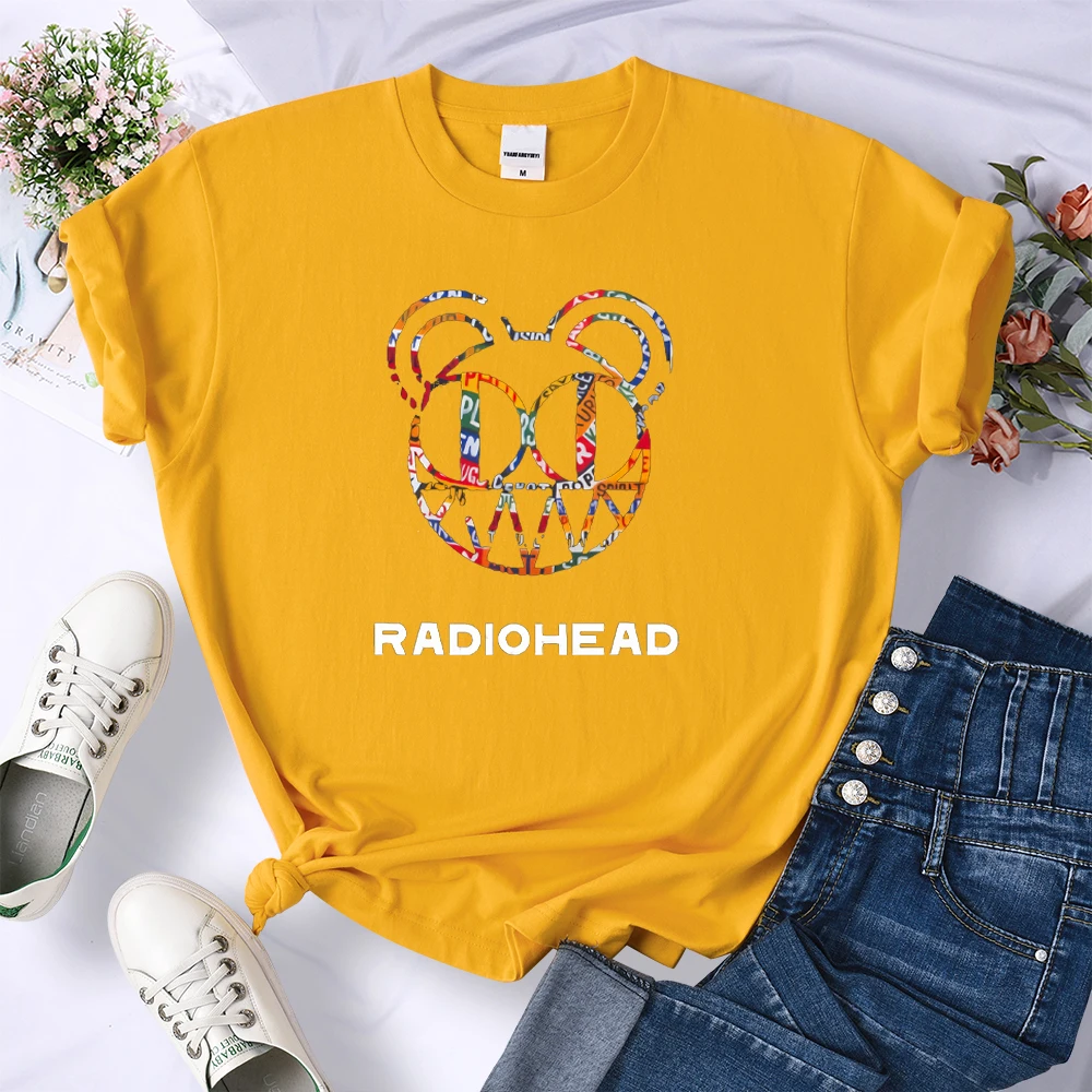 

Футболка женская с принтом радиоголовы, повседневный топ с круглым вырезом, винтажная Милая брендовая рубашка в стиле аниме, унисекс, на лет...