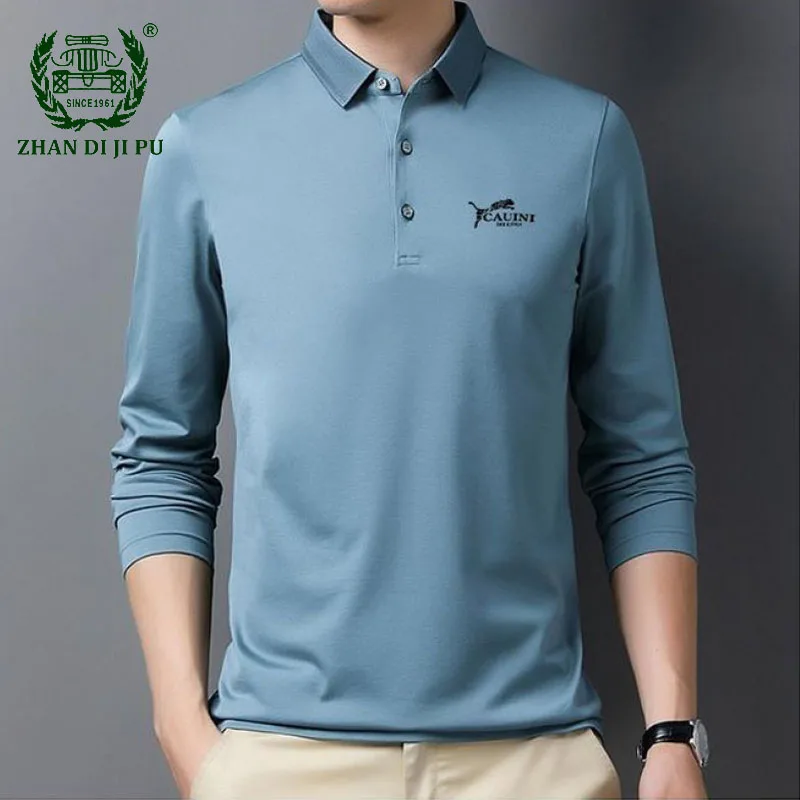 

Mulberry Silk Polo Shirt Men Brand Spring Loose Lapel Bottoming Shirt Male Casual Comfortable Breathable Long-sleeve Polo Shirts