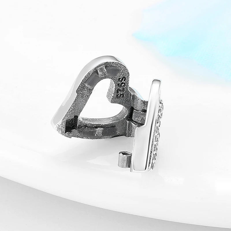 Hearts shape clear CZ New 925 Sterling Silver charm Clips Beads for Jewelry making Fit Original reflexions Bracelet |