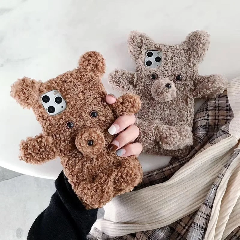 С милыми заячьими ушками медвежонка с плюшевым капюшоном мягкий чехол для