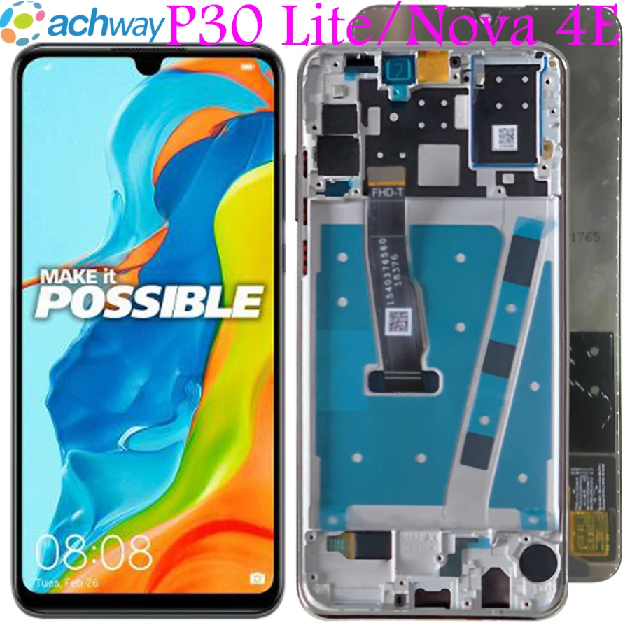 ЖК-дисплей с рамкой для HUAWEI P30 Lite, ЖК-экран для HUAWEI P30 Lite, Nova 4e, MAR-LX1, LX2, al01, Замена