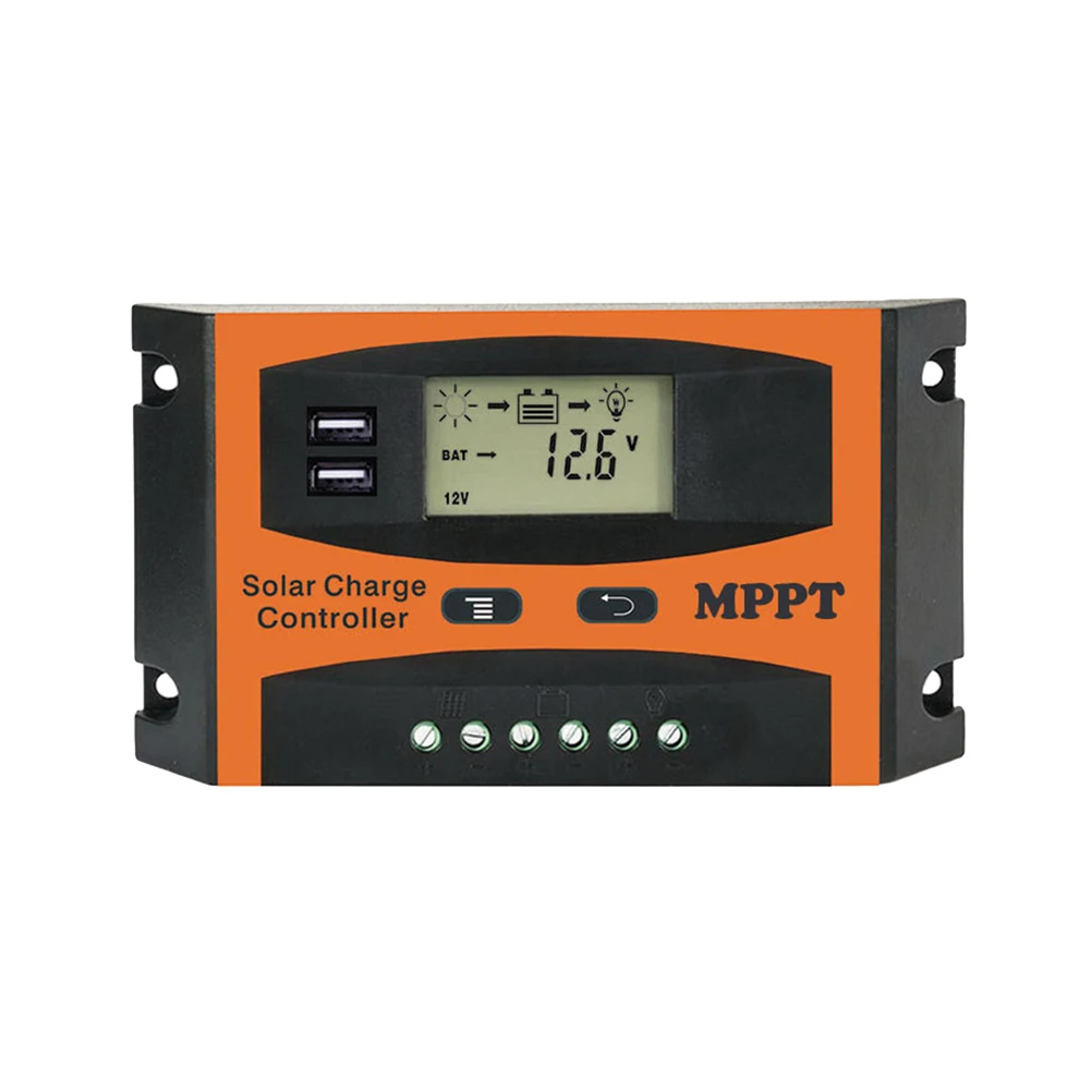 60A MPPT Solar Charge Controller 12V 24V Auto LCD Dual USB Cell Panel Battery PV Regulator Built-in Timer | Автомобили и