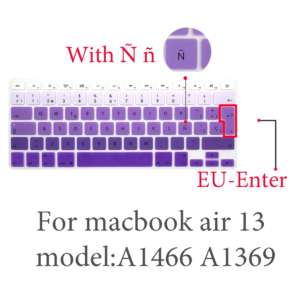 Испанская Защитная пленка для клавиатуры для Mac Book pro 13 A2159 pro13 retina air A1466 A1708A1989A1932 EU-key силиконовая крышка клавиатуры