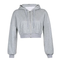 hoodies women zipper up solid sweatshirt tracksuit longsleeve crop top baggy hooded hoodie sweat shirts korean harajuku clothing