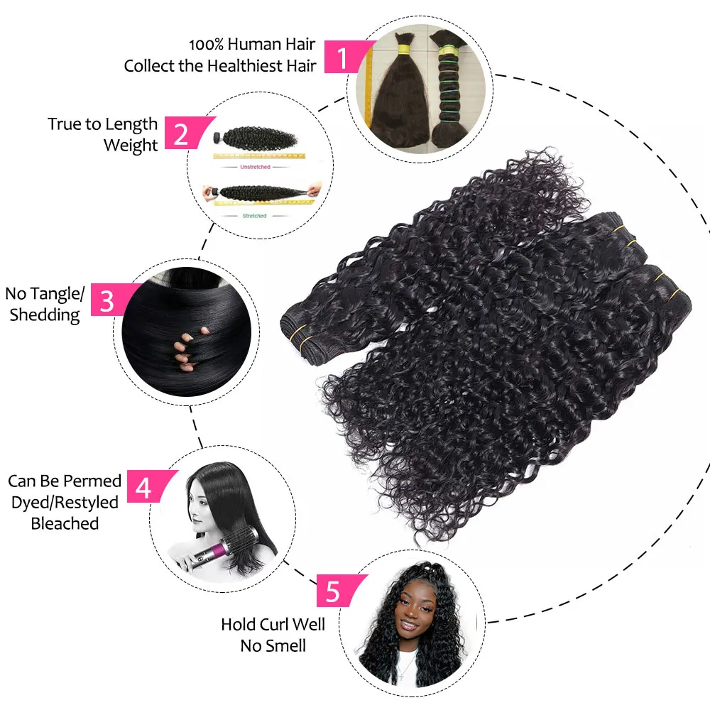 Перуанские волосы волнистые пучки с фронтальным закрытием 100% Remy человеческие