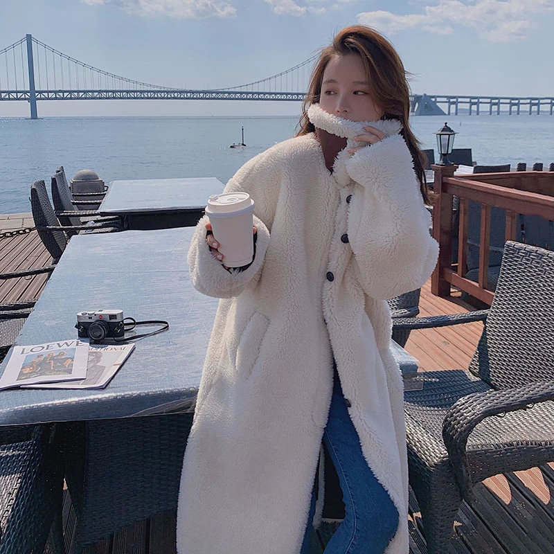 

Unua amo Winter Teddy Jacket Women Long Thick Warm Lambswool Outwear 2021 Fashion High Quality Faux Fur Coat Female LE00266A